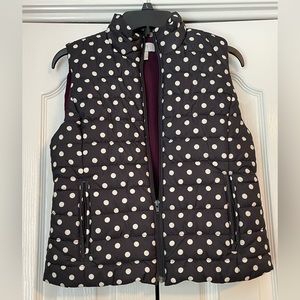 Ann Taylor Loft women’s Puffer Vest Black Polka Dot Size Small.